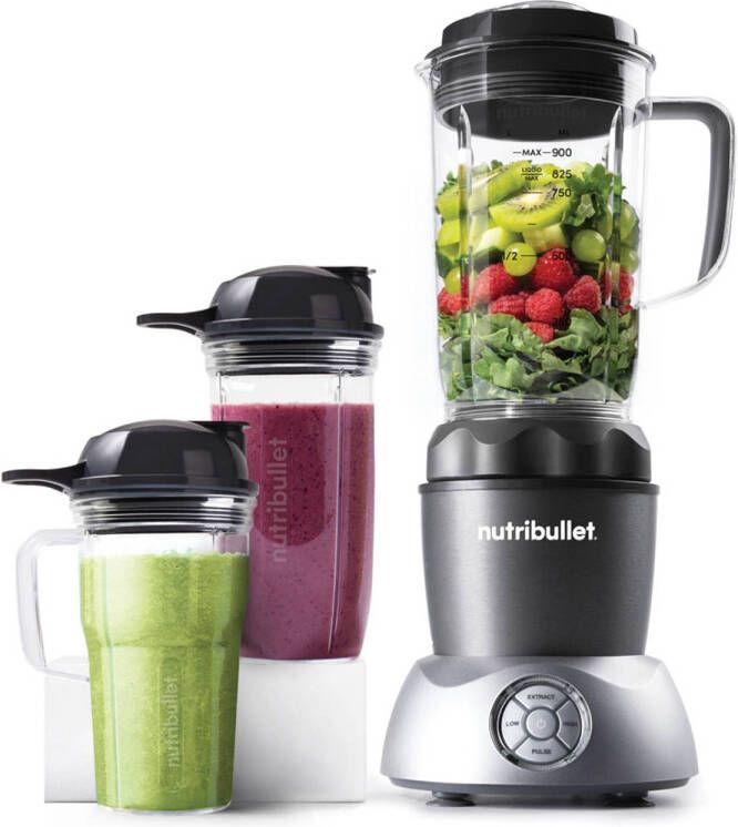 Nutribullet Select 2.0 10 delig 1000 Watt Blender To Go Drinkbekers Warme En Koude Bereidingen Grijs