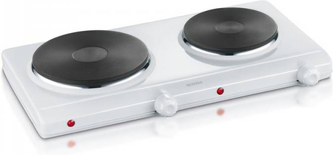 Severin 2 pits kookplaat DK 1042 2 pits kookplaat met 2 kookzones, traploze temperatuurinstelling, ca. 1000 W, laklaag die bestand is tegen hoge temperaturen