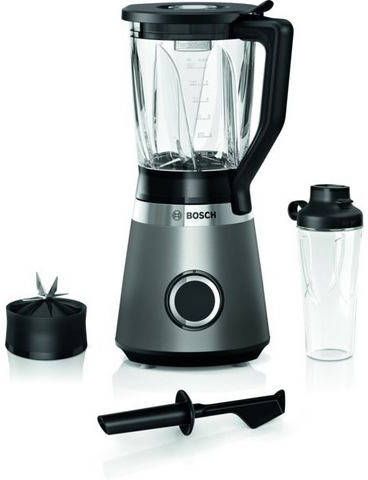 BOSCH Blender MMB6174S VitaPower 30.000 tpm, thermosafe glazen pot(1, 5), inclusief stamper en to go fles(0, 6