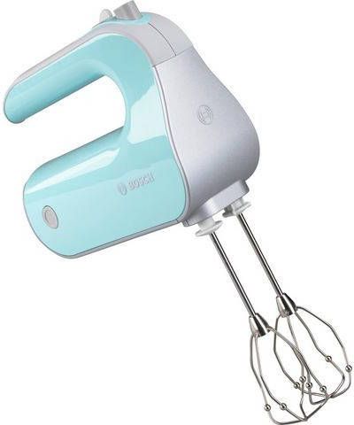 BOSCH Handmixer Styline Colour MFQ40302 5 treden plus turbofunctie, 2 roergardes(fine creamer ), 2 edelstalen deeghaken, turquoise/zilver