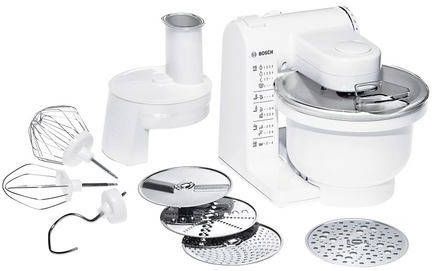 BOSCH Keukenmachine MUM4427 47 werkstanden, patisserieset, continu rasp en snijapparaat, 4 schijven, wit
