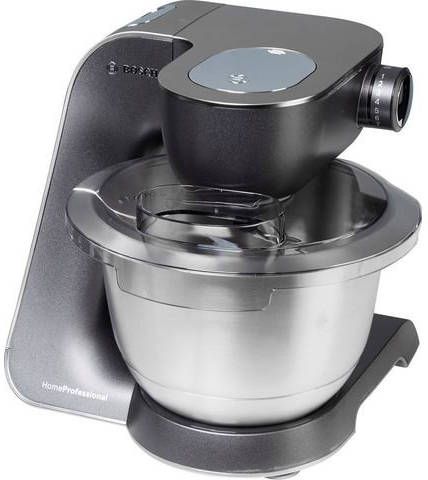 BOSCH Keukenmachine MUM5, HomeProfessional MUM57860 veelzijdig te gebruiken, continu rasp en snijapparaat, 3 raspschijven, citruspers, vleesmolen, mixer, edelstaal/zilver