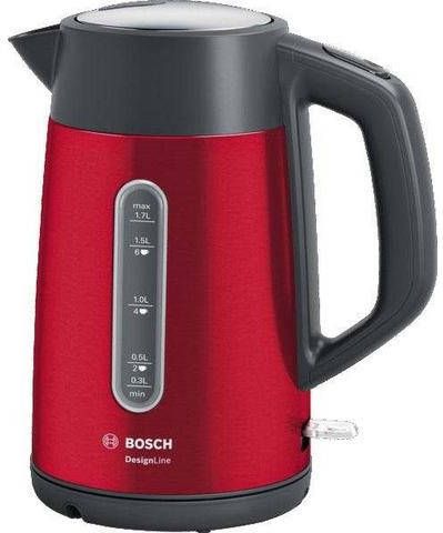 Bosch Snoerloze waterkoker 'DesignLine TWK4P', inhoud 1, 7 liter Rood/Donkergrijs