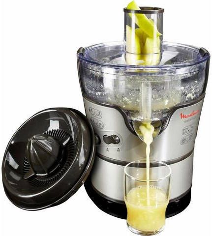 Moulinex 2 in 1 vruchtenpers Elea Duo JU385H Vruchtenpers en citruspers Elea Duo, 2 in 1 apparaat, 2 snelheidsinstellingen, zwart/edelstalen look