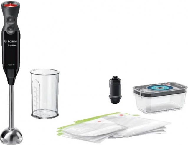 Bosch Staafmixer ErgoMixx MS6CB61V1, 1000 W, vacuüm vershoudsysteem, 12 snelheden Zwart